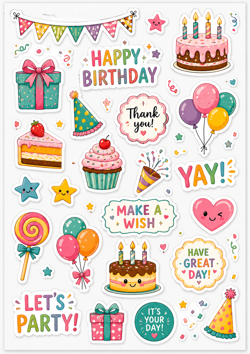 Birthday Bash sticker sheet preview