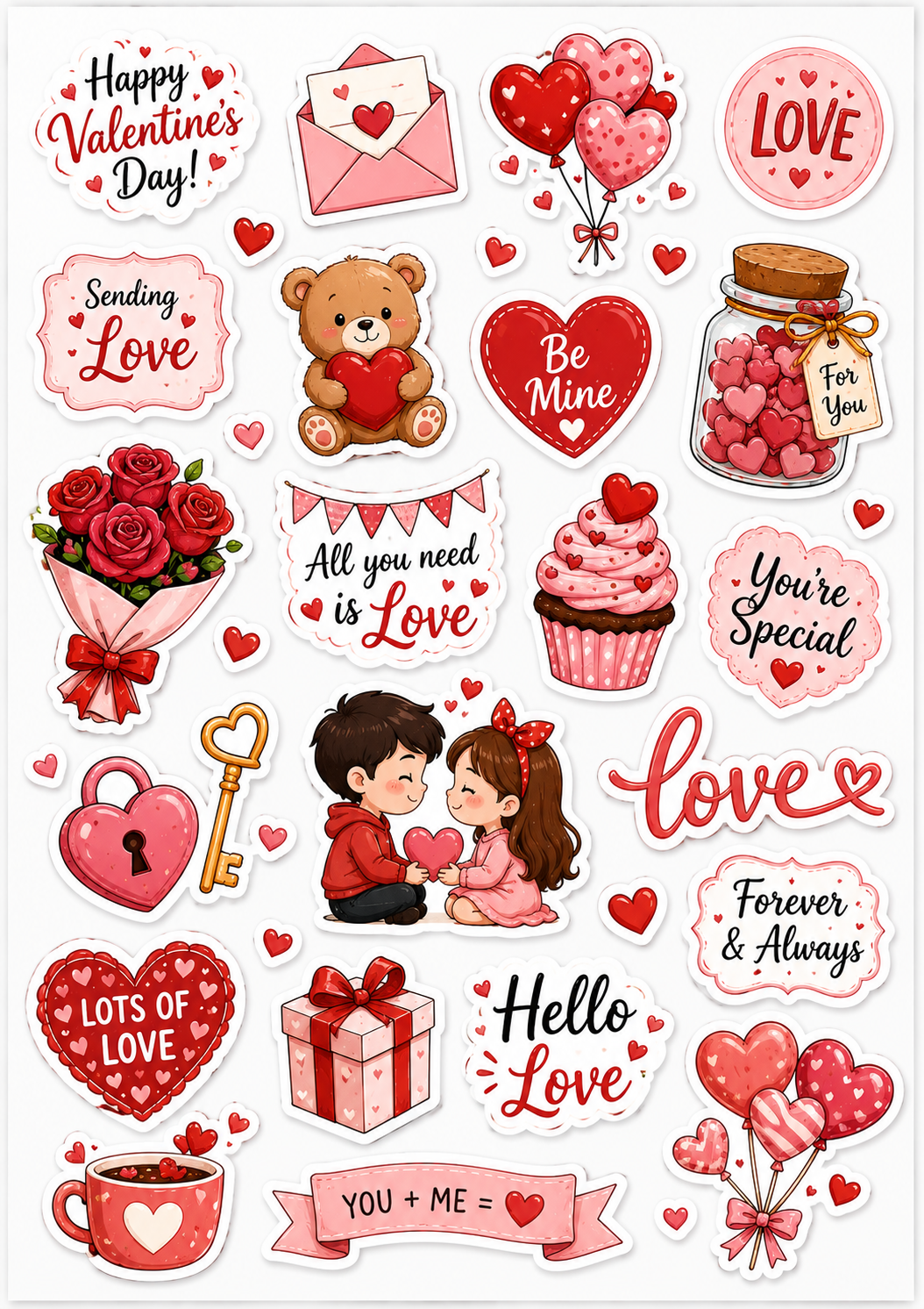 Valentine Love sticker sheet