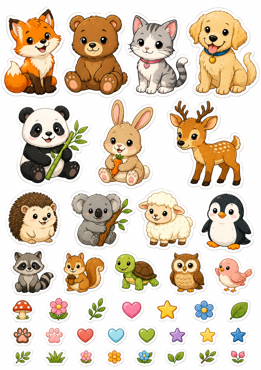 Cute Animal Friends sticker sheet thumbnail