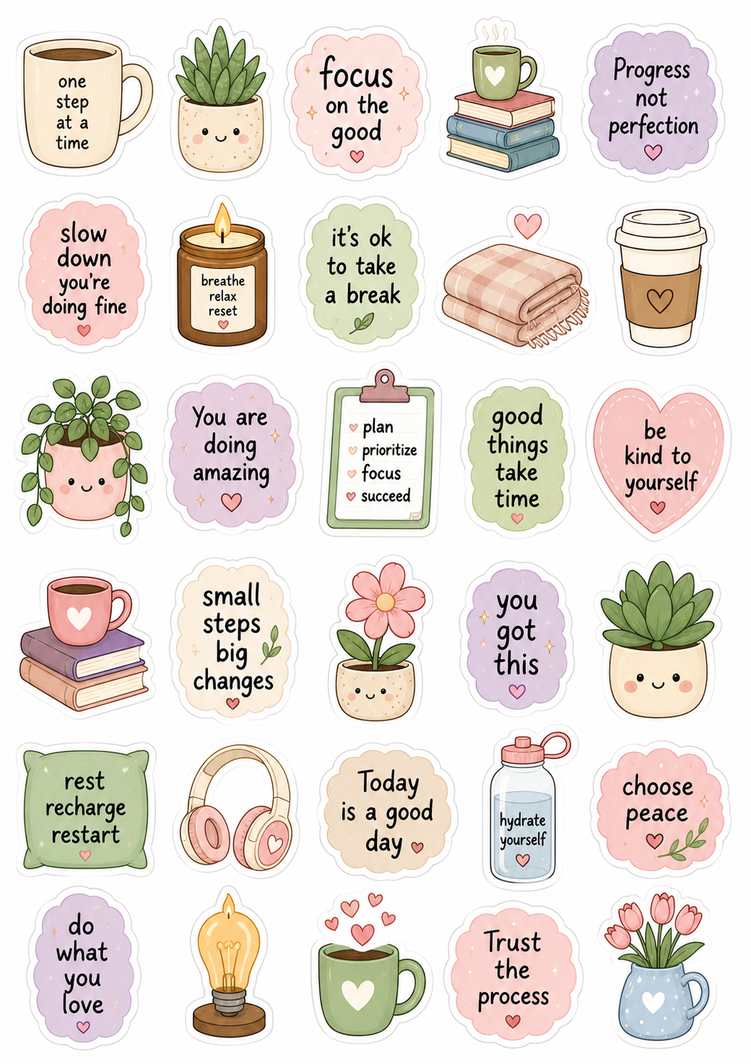 Cozy Motivation sticker sheet