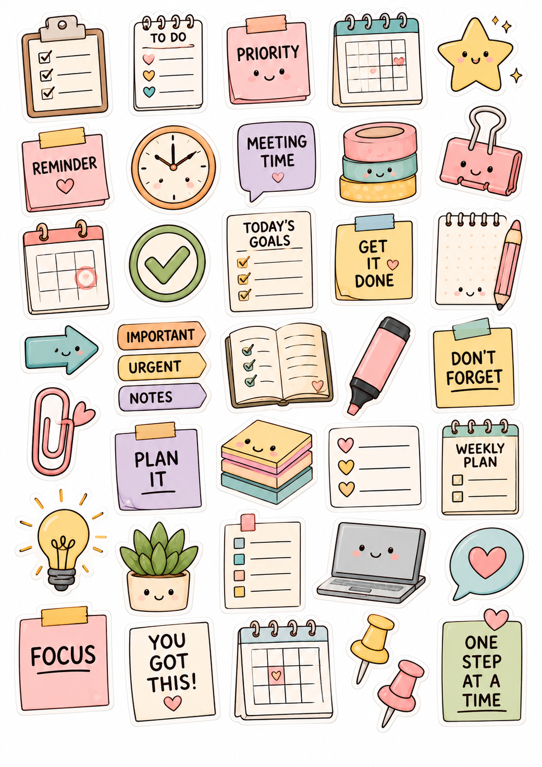 Planner & Journal Icons sticker sheet