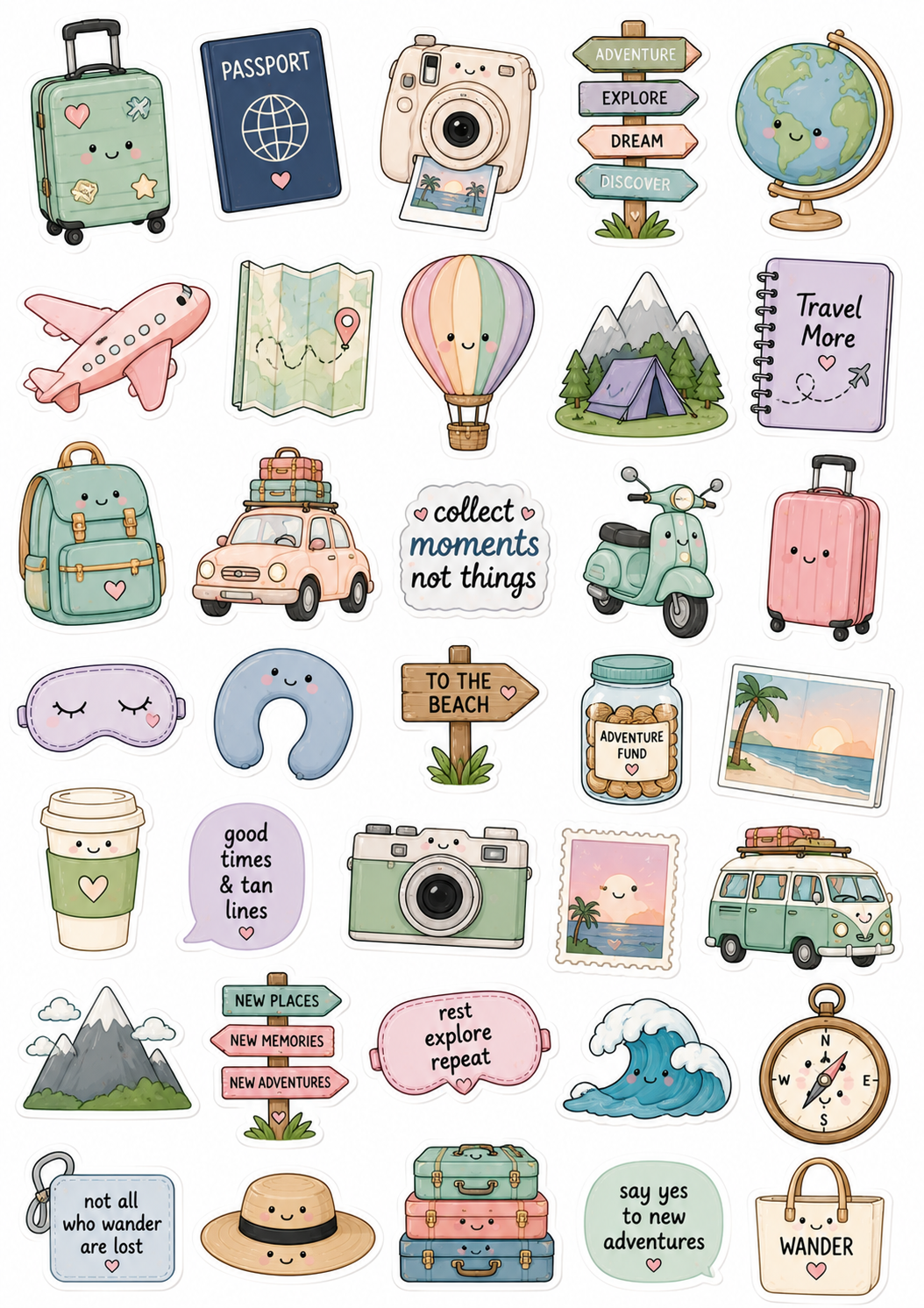 Travel & Adventure sticker sheet