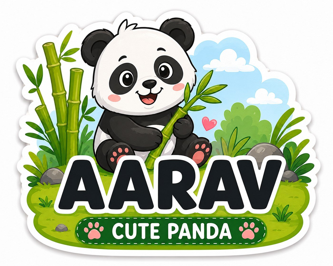 Cute Panda personalized name magnet