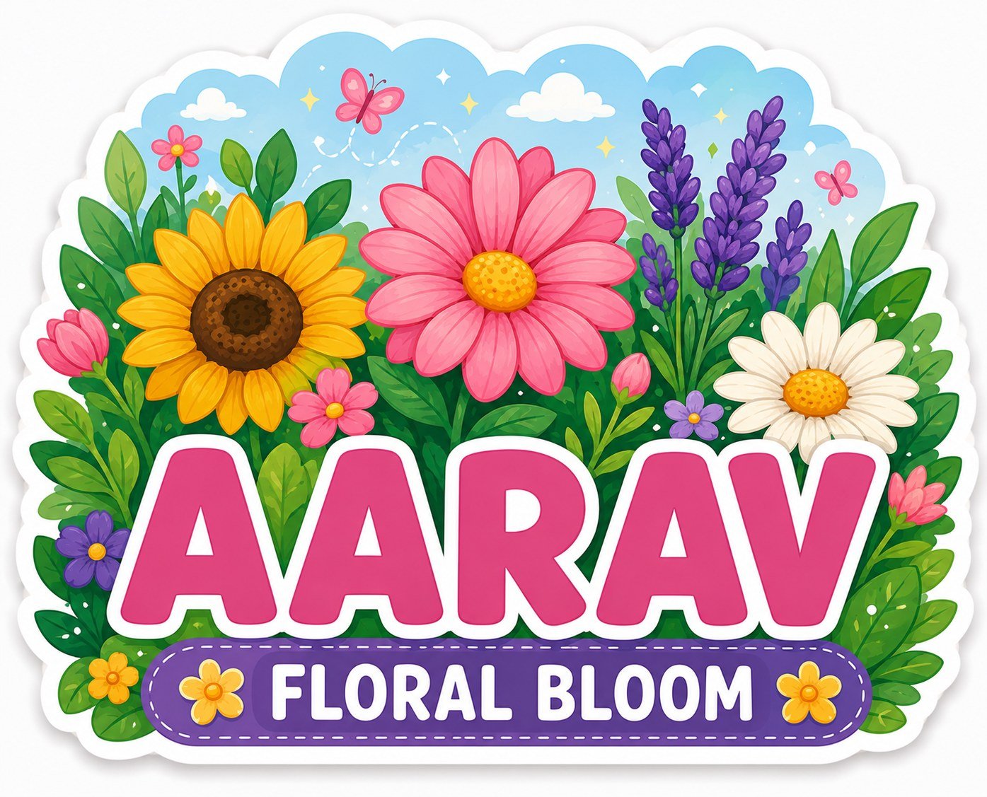 Floral Bloom personalized name magnet
