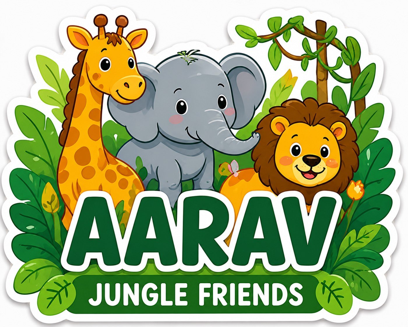 Jungle Friends personalized name magnet