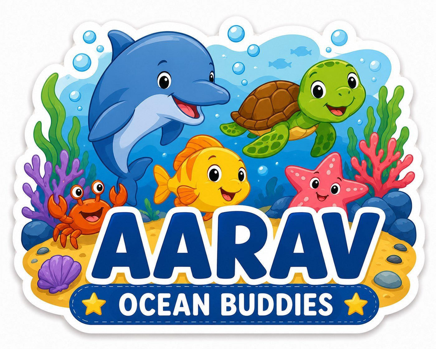 Ocean Buddies personalized name magnet