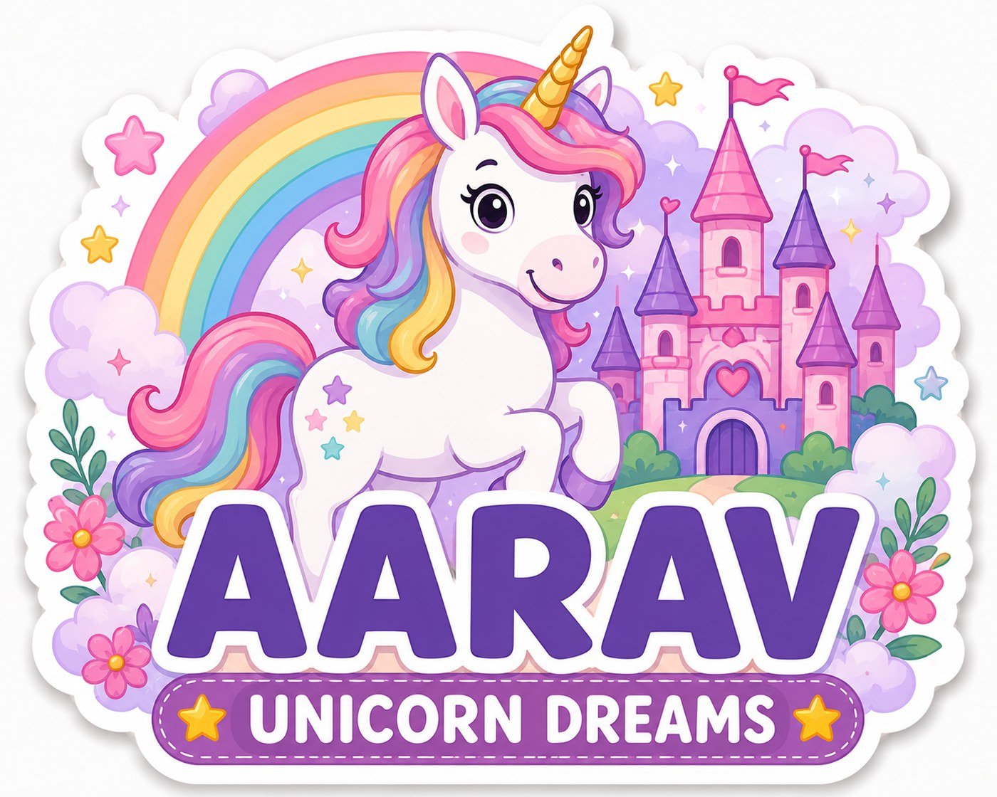 Unicorn Dreams personalized name magnet