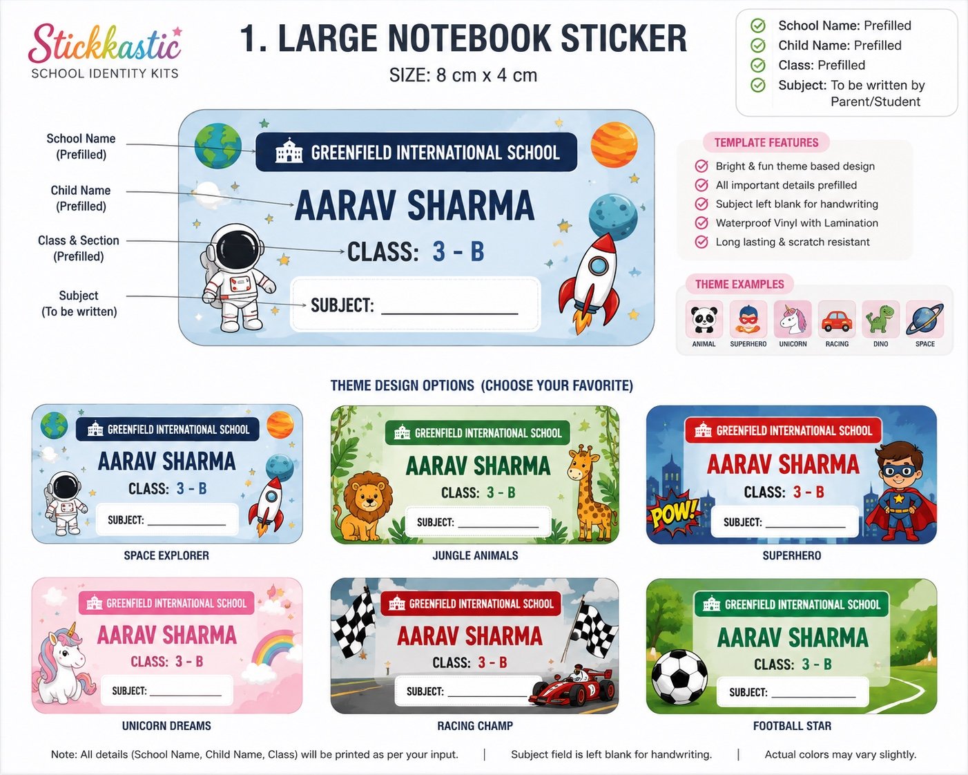 Large Notebook Labels details