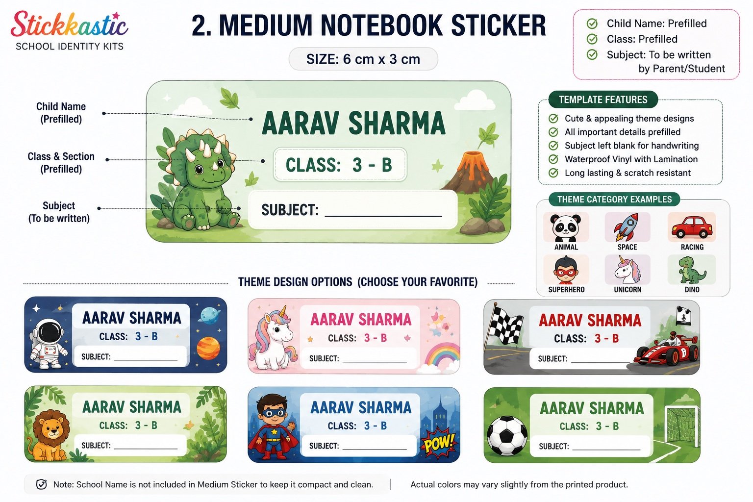 Medium Notebook Labels details