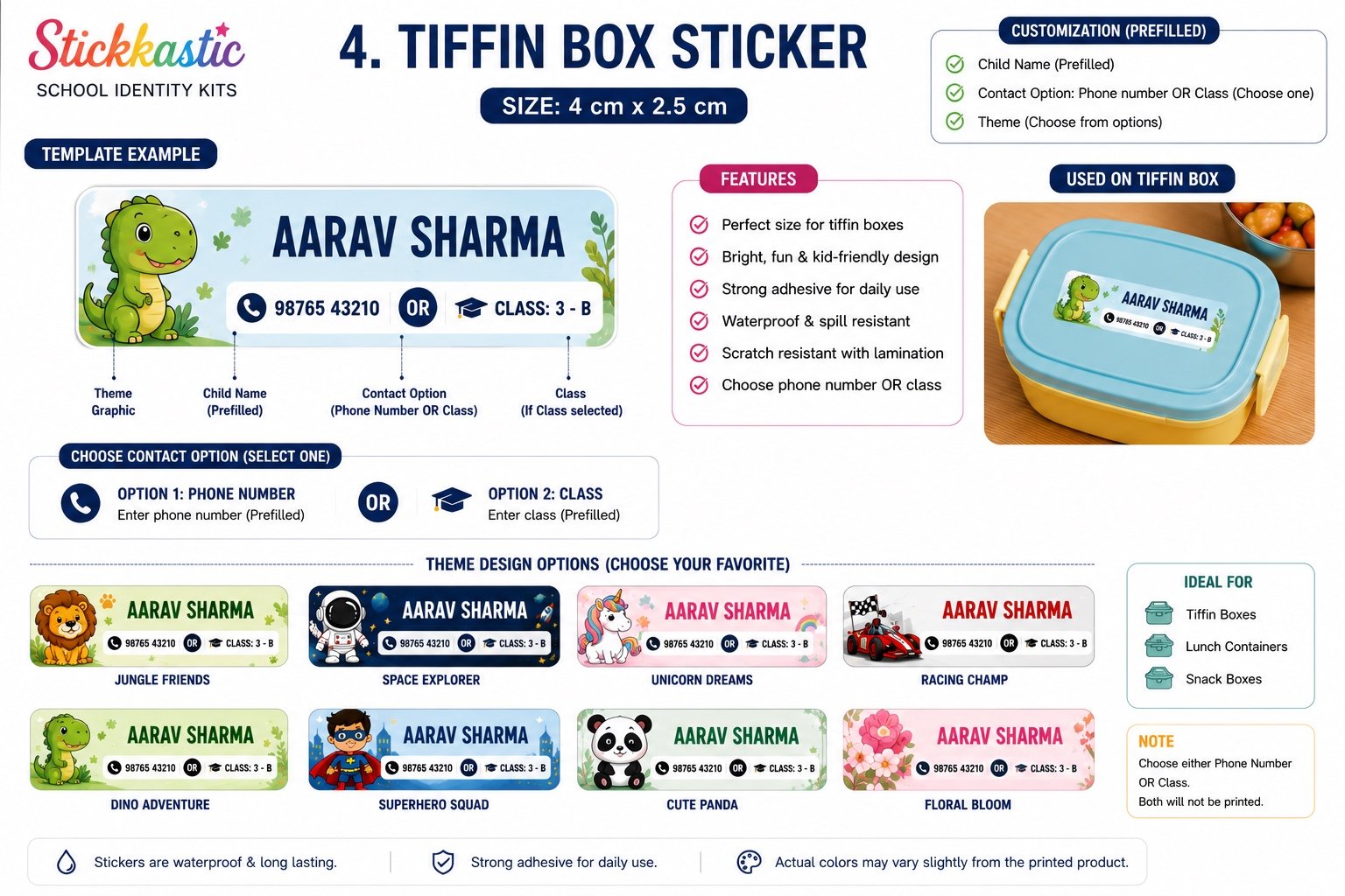 Tiffin Box Labels details