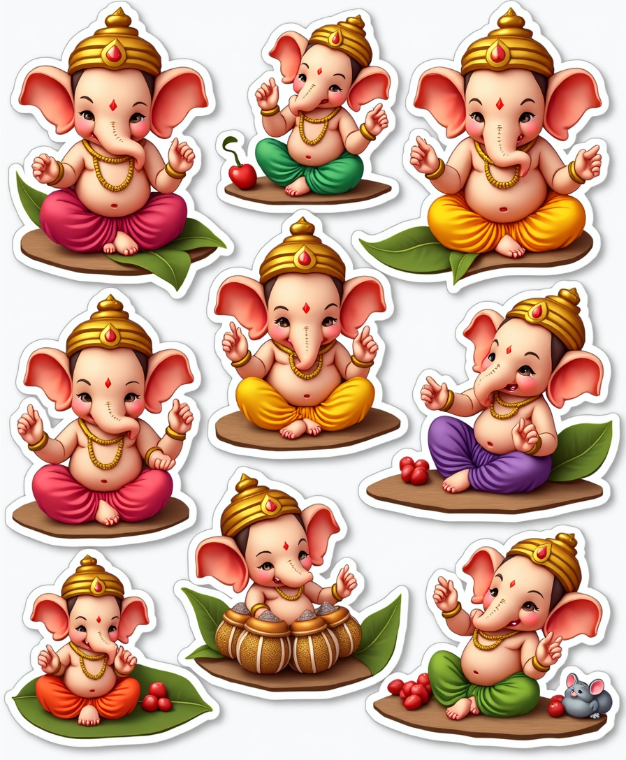 Ganpati Bappa – Sticker Sheet v7
