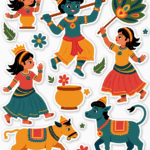 Krishna Janmashtami – Devotional Sticker Card Sheet v11