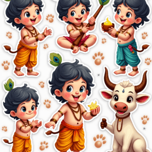 Krishna Janmashtami – Devotional Sticker Card Sheet v12