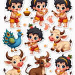 Krishna Janmashtami – Devotional Sticker Card Sheet v6