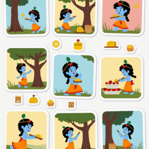 Krishna Janmashtami – Devotional Sticker Card Sheet v7