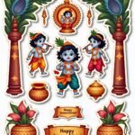 Krishna Janmashtami – Devotional Sticker Card Sheet v2