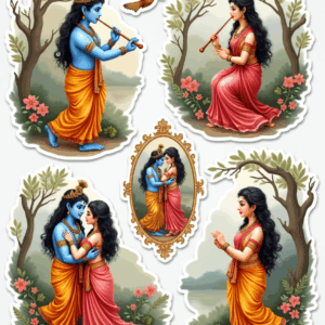 Krishna Janmashtami – Devotional Sticker Card Sheet v5