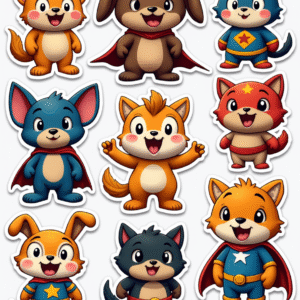 Cartoon Characters & Mascots - Sticker Sheet v33
