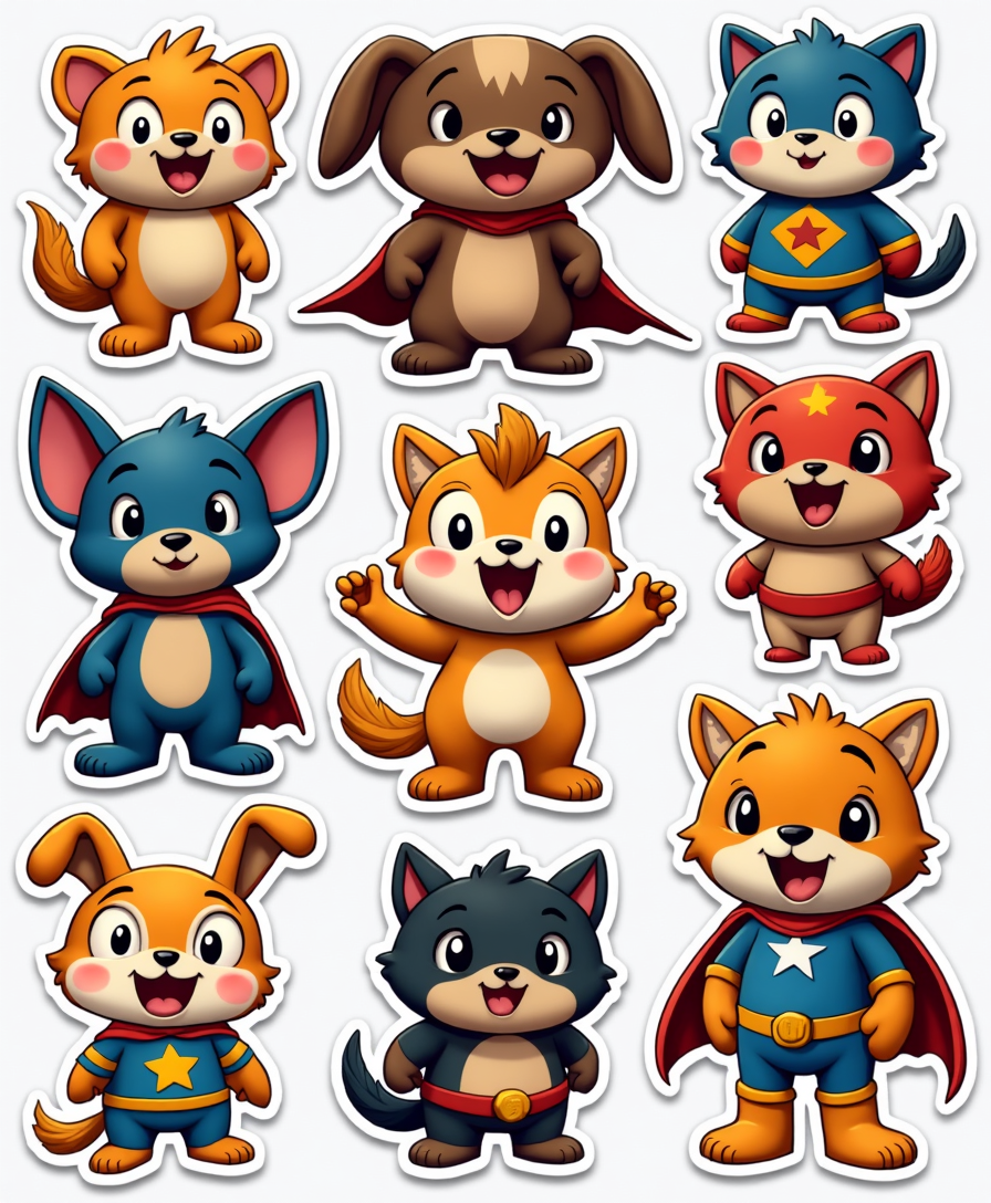 Cartoon Characters & Mascots - Sticker Sheet v33
