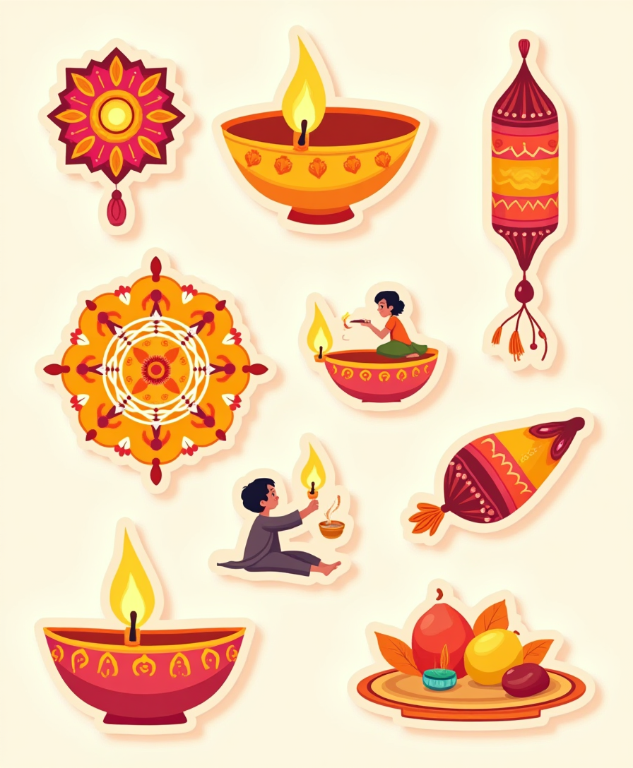 Diwali Festival - Sticker Sheet v10